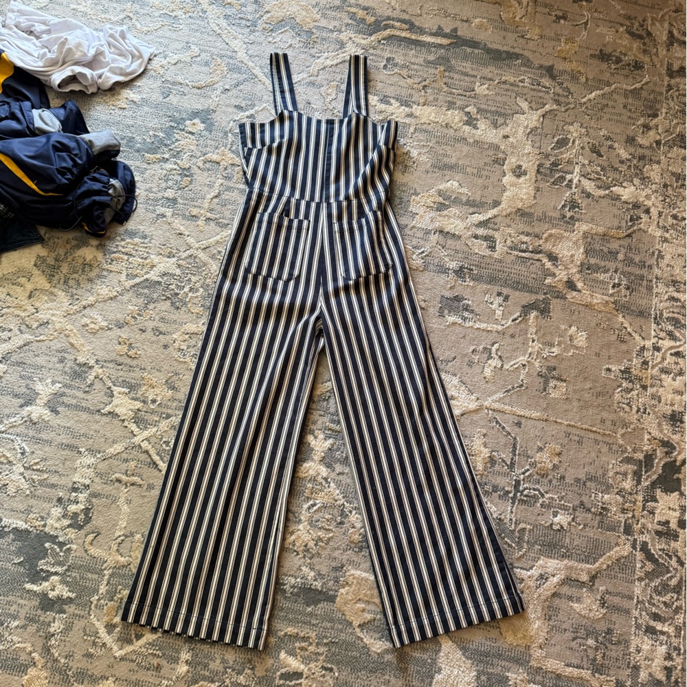 Striped Navy and White Wide-Leg Rollas Jumpsuit